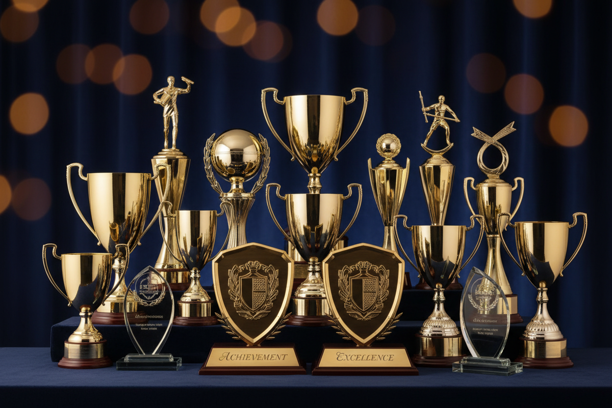 School Trophies Banner Background